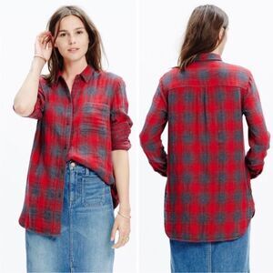 Madewell Ex-Boyfriend Plaid Flannel Button Down Shirt Long Sleeve Sz Small
